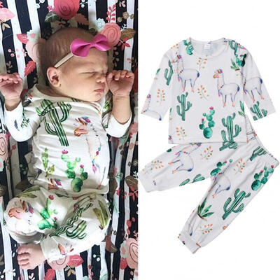 

2pcs Toddler Infant Baby Boy Girl Floral Clothes T-shirt Tops Pants Outfits Set