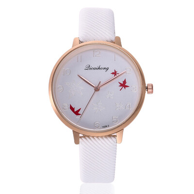 

Korean fashion maple leaf dial ladies watch digital scale quartz watch