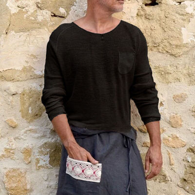

Men Casual Long Sleeve Jumper Loose Knit Crew Neck Sweater Shirt Top Pullover