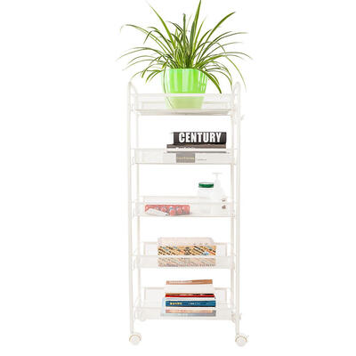 

5-Tier Metal Mesh Rolling Trolley Storage Cart Kitchen Shelves