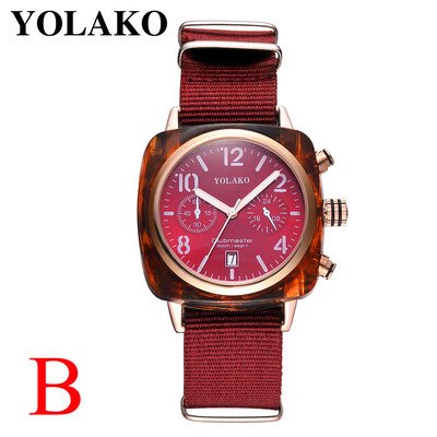 

Gobestart Luxury Temperament Square Dial Canvas Watchband Watch Analog Quartz Watch