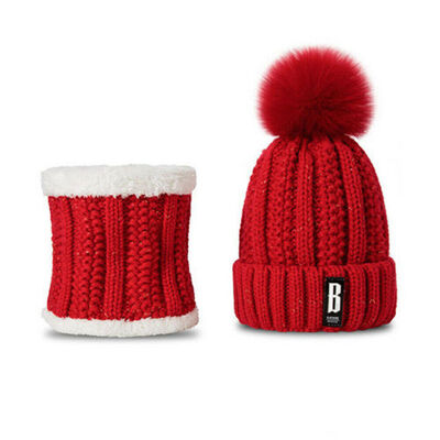 

Womens Ladies Wooly Thick Knit Hat And Neck Warmer Set Knitted Woollen Winter