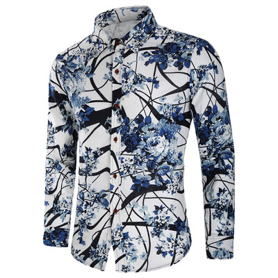 

Chinese Painting Flowers Print Casual Shirt