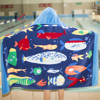

Gobestart Toddler Hooded Beach Bath Towel Shark Soft Swim Pool Coverup Poncho Cape For Boys Kids Children 1-12 Years Old Bath Robe