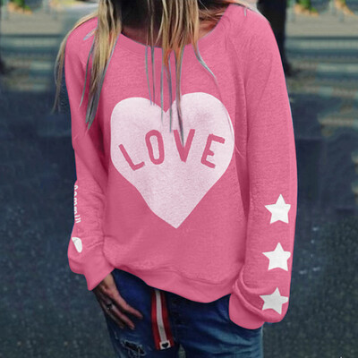 

Tailored Womens Letter Print LOVE Slogan T Shirt Summer Ladies Long Sleeve Blouse Tops