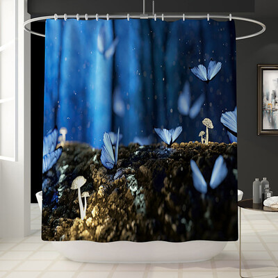 

Gobestart Creative Flower Shower Curtain Floor Mat Four-piece Bathroom Mat Set