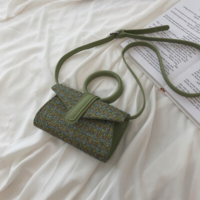 

Chic Sen Department of wild temperament shoulder bag personality ring handbag female 2019 new hit color woven Messenger bag