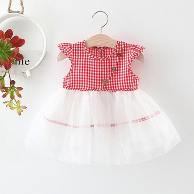 

Toddlers Infant Baby Kids Sleevelss Plaid Tulle Dress Sundress Outfits Clothing