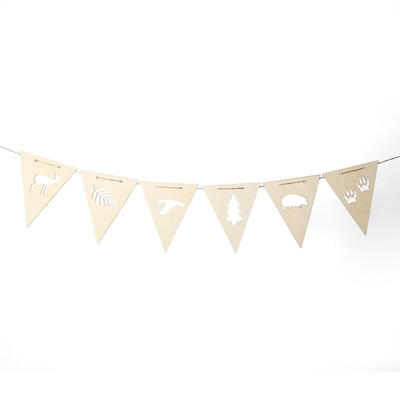 

6pcs Wooden Banners Flag Cartoon Ornaments Craft Party Hanging Decoration