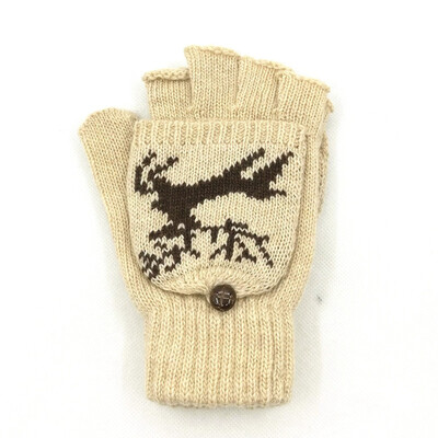 

Winter Braided Knitted Half Finger Flip Fingerless Convertible Mittens Gloves