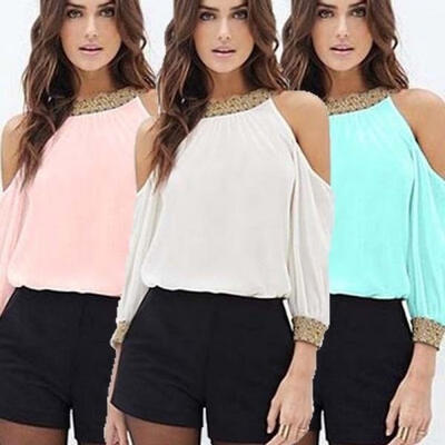 

Fashion Women&39s Lady Summer Long Sleeve Loose Blouse Casual Shirt Tops T-Shirt