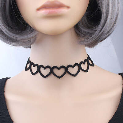 

Lady Girl Punk Gothic Hollow Out Heart Choker Velvet Collar Necklace Jewelry