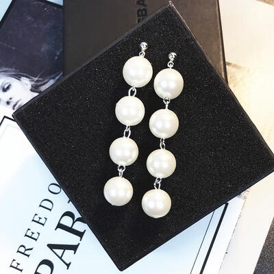 

Trendy Long Statement Cute Pearl Beaded Drop Earrings For Women Fashion Jewelry Boucle Doreille Femme 2019 Brincos Oorbellen