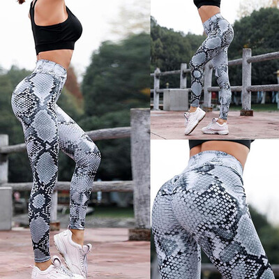 

Gobestart Serpentine High Waist Leggings Serpentine Women Yoga Pants Mesh Leather Leggins