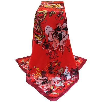 

New Women Kerchief Square Scarf Contrast Print Elegant Thin Shawl Stain Scarves