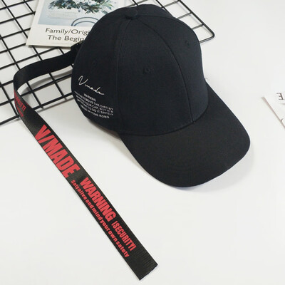 

Baseball Hat Couple Personality Wild Sunshade Curved Cap for Men Women Unisex with English Alphabet Long Belt Harajuku Wind