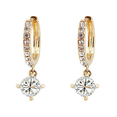 

Womens Elegant Zircon Drop Earrings Crystal Rhinestone Shining Stud GoldWhite