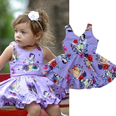 

Princess Kids Baby Girl Dress Cartoon Sleeveless Dress Casual Party Dresses 1-6T