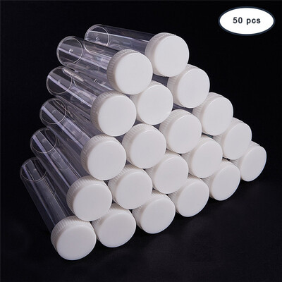 

PH PANDAHALL 50PCS Clear Plastic Tube Bead Containers with White Caps