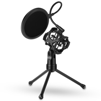 

Yanmai Detachable Desktop Microphone Tripod Stand Holder Bracket Supporter with Shock Mount Mic Holder & Dual Layered Wind P-op Sc