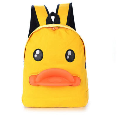 

Lovely 3D Duck Mouth Backpack Cartoon Canvas Student Bags Travel Bag - Yellow