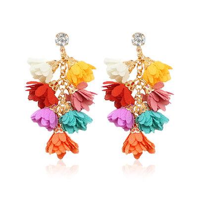 

Flower Earrings Girls Jewelry Women Multi-layer Alloy Petals Pendant Earrings