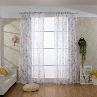 

Polyester Bright Flower Pattern Vines Leaves Tulle Door Window Curtains Drape Panel Sheer Scarf Valances Senior