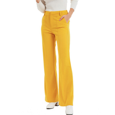 

Tailored Women Fashion Solid Button Zipper Suit Trousers Wide Leg Pants