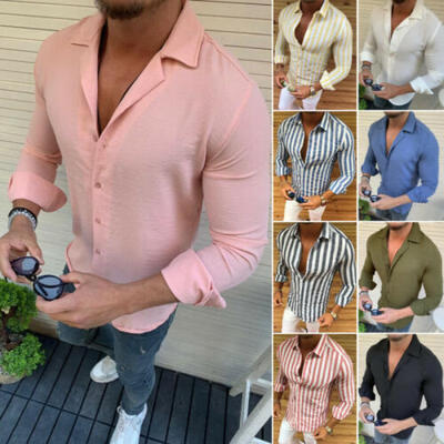 

Fashion Mens Summer Casual Dress Shirt Mens Striped Short Sleeve Shirt Tops Tee