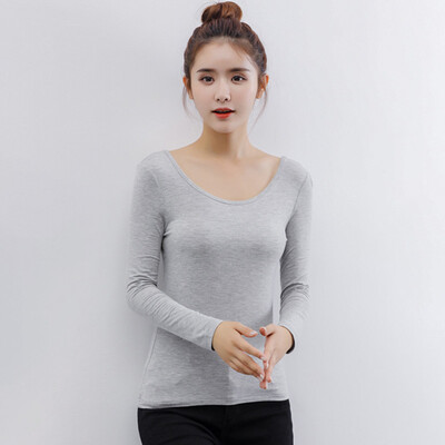 

Women O Neck T Shirt Basic Top Ladies Casual Long Sleeve Slim Fit Pullover Tops