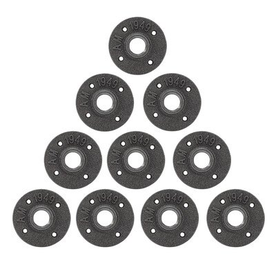 

10pcs Malleable Cast Iron Thread Floor Flange Fittings for DIY Pipe Shelf Door Handle