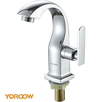 

Modern good price deck mounted zinc basin faucet single lever handle cold water wash basin faucet for bathroom