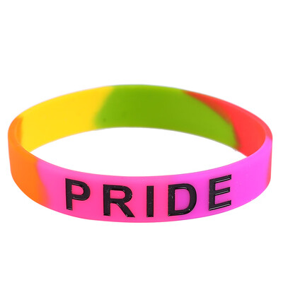 

Gay Pride Rainbow Colours Segmentation Silicone Bracelet Charity Sport Couple Bracelet Elasticity Wrist Strap