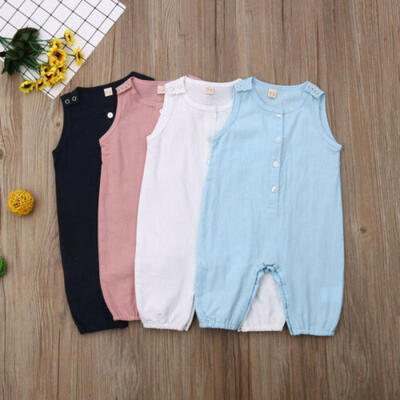 

Newborn Baby Girl Boy Solid Plain Romper Bodysuit Jumpsuit Summer Outfit Clothes