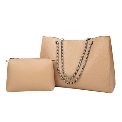 

Simple Solid Color Women 2pcs Composite Bag PU Leather Handbag Shoulder Bag