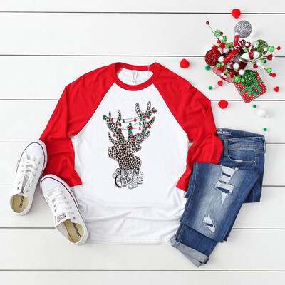 

Tailored Christmas Women O-Neck Long Sleeve Elk Printing T-shirt Casual Blouse Tops