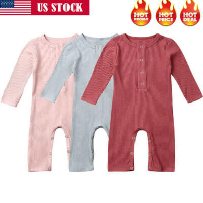 

US Warm Baby Boy Girl Knitted Cotton Long Sleeve Romper Jumpsuit Bodysuit Cloth