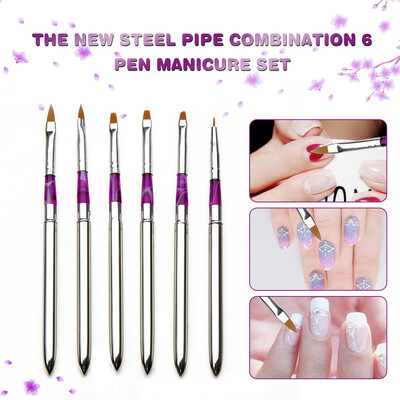 

Toponeto 6Pcs Women Gel Nail Brush Nail Tools Brush Set Flower Pen Fan Pen Dizzy Pen
