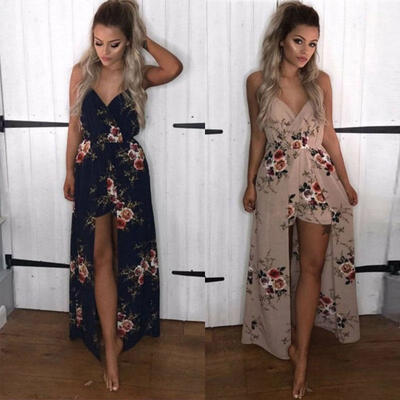 

Women Boho Summer Casual Bodycon Floral Evening Party Beach Long Maxi Dress