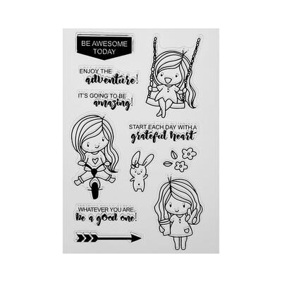

Happy Girl Transparent Silicone Seals DIY Stamp Scrapbook Album Decor Gift