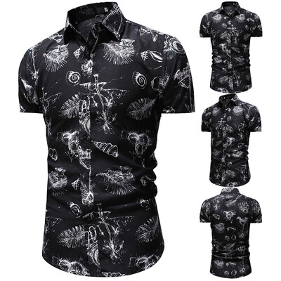 

Tailored Mens Printed Casual Button Down Short Sleeve Hawaiian Shirt Top Blouse
