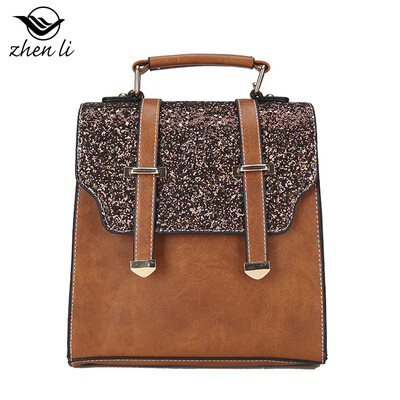 Backpack womens new PU sequins college wind girls backpack women bag