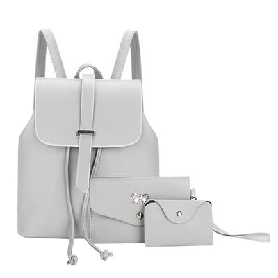 

3pcsSet Elegant Women Leather Hasp Backpack Pure Wristlet Clutch Card Bag