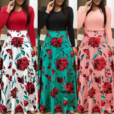 

Women Boho Floral Long Maxi Evening Party Cocktail Beach Long Dress Sundress