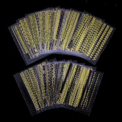 

〖Follure〗24pcslot 3d Nail Stickers Beauty Gold Design Brand Nail Art Charms Manicure