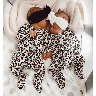 

Newborn Baby Girl Boy Leopard print Clothes Romper Bodysuit Jumpsuit Outfits UK