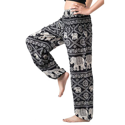 

Tailored Womens Pants Bohemian Boho Yoga Hippie Pants Smocked Waist Trousers