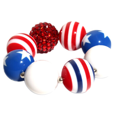 

New Red rose flower Patriotic Beads kids girls Bracelets jewelry