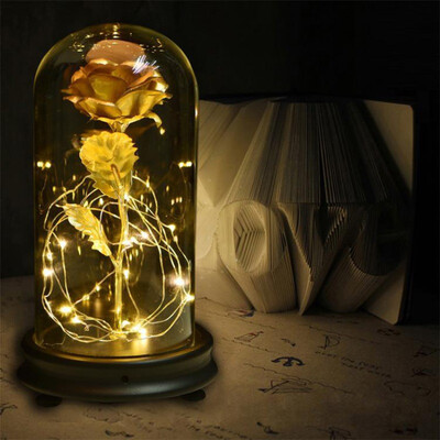 

New Hot 24K Gold Plated Golden Wedding Decoration Flower Valentines Day Gift Lovers Rose Artificial Rose Eternal Dried Flower