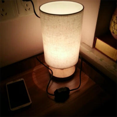 

Modern Fashion Simple 5 Colors Fabric Wood Led E27 Dimmer Table Lamp For Bedroom Bedside Bar Deco Light 80-265V